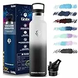Grsta Botella Agua Acero Inoxidable, Botella Termica 1l, sin BPA, Botella agua Gimnasio, Cantimplora Termica para Adultos, Deporte, Oficina, Escuela, Gym