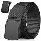 Boneke Cinturón de nylon, cinturón militar transpirable táctico para hombres, rápido a través de la seguridad del aeropuerto Metal, hebilla de plástico + hebilla de metal