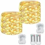 kolpop Guirnalda Luces Pilas,12M 120 LED 8 modos Luces LED de control Remoto y Temporizador, Impermeable Micro de Alambre Guirnaldas Cobre para Exterior Interior,Fiesta,Navidad,Halloween,Bodas, 2pcs