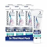 Sensodyne Clinical White Fortalecedor de Esmalte, Pasta de Dientes Blanqueante Sensodyne, Sabor a Menta, Protección Frente a la Sensibilidad, Pack de 3x75 ml