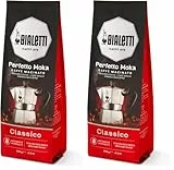 Bialetti - Perfetto Moka Classic: Café Molido Tueste Medio, Aroma de Avellana y Fruta Seca, 250g, Paquete con Válvula Unidireccional para Preservar el Sabor (Paquete de 2)