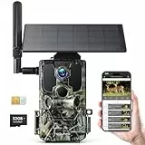 WOLFANG Cámara de Caza Solar, 4G LTE Camara Fototrampeo 2.5K con Detección PIR Nocturna por Infrarrojos Invisible, Alerta, Audio Bidireccional, IP66 para Vida Silvestre y Monitoreo de Seguridad
