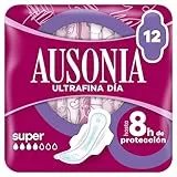 Ausonia Compresas Ultrafina Super Con Alas, 12 unidades, Para Protección Durante El Día, Hasta 8 Horas De Protección