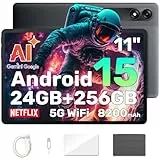 Blackview Tablet 11 Pulgadas Android 15 Gemini AI 24GB RAM + 256GB ROM (2TB TF)/8200 mAh/1920 * 1200 FHD IPS Widevide L1/PC Mode/Face ID/Octa-Core Tablet Gaming con Funda