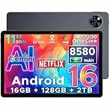 DOOGEE U11 Tablet Android 16, 16GB RAM+128GB ROM/2TB TF Octa-Core Tablets PC, Batería 8580mAh Tableta 11 Pulgadas, 13MP+5MP/2.4G+5G WLAN Tablet Android, OTG/Face ID/Widevine L1/ GMS/GPS Tablets Grande