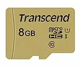 Transcend Tarjeta de Memoria microSDHC 500S 8GB UHS-I, C10, U3, V30, 4K, Full HD, hasta 95/80 MB/s, Diseñada para Cámaras de Acción y Drones - TS8GUSD500S