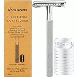 ASIPRO Maquinilla de Afeitar Clasica con 10 Cuchillas de Afeitar Doble Filo para Hombre y Mujer Safety Razor Kit, Cuchilla Afeitar Clasica, Afeitadora Tradicional, Maquinilla de Afeitar Hombre Clasica