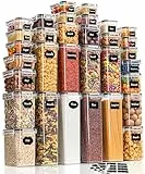 GoMaihe Botes Cocina, Juego de 32 Piezas de Recipiente de Botes Cocina Almacenaje de Plástico de Alimentos Sellados con Tapa, Se Utiliza para Almacenar Cereales Arroz, Harina, Etc