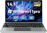Ordenador portátil de 14,1 pulgadas, Notebook Win 11 Pro 8 GB LPDDR4 256 G SSD Laptop, Celeron N4020C hasta Upto 2,8 GHz Laptop, Full HD 1920 x 1080, 2.4G/5G WiFi, BT4.2, 4K Video, Type-C, 7.6 V/5000