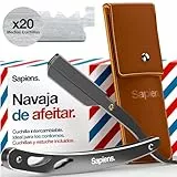 Sapiens Barbershop Navaja de Afeitar Hombre - Navaja de Barbero para Barba + 20 Medias Cuchillas de Afeitar Derby + Funda Protectora - Cuchilla de Afeitar Hombre