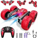 Dusefogo Coche Teledirigido, 4x4 Coche Acrobático Teledirigido, Coches Teledirigidos para Niños, Juguete Niño Regalo 6 7 8 9 10 años Niña, Voltear 360 con Luces LED y Música