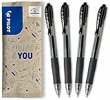 PILOT Caja de 4 G2 - Bolígrafos Roller de Tinta de Gel - Retráctiles y Recargables - Negro - Punta Media