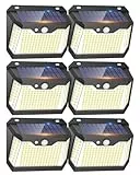 6 Paquete Luces Solares LED Exterior Auto ON&OFF, 3 Modos Luz Solar Exterior con Sensor de Movimiento IP67 Impermeable Lampara LED Solar para Jardin, Patio, Luz Blanca Fría