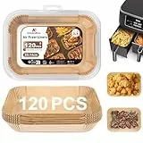 KitchenBoss Papel para Freidora de Aire: 120 Piezas Rectangular Papel Pergamino Freidora Aire 22 x 14cm, Desechable Antiadherente Air Fryer Papel de Horno Compatible con Ninja AF300EU AF400EU