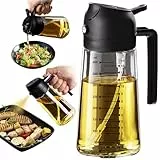 TrendPlain Pulverizador Aceite Spray 470ml - 2 en 1 Spray Aceite Cocina, Dispensadora para Freidora de Aire, Ensaladas, Vinagre y Accesorios Cocina - Negro