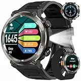 Reloj Inteligente Hombre, W50Pro Smartwatch Hombre con Linterna y Brújula, Smartwatch con Llamadas Bluetooth, Batería Grande de 960 mAh, Monitor Sueño, Podómetro, Pulsera Actividad Impermeable IP68