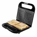 Cecotec Sandwichera Rock'nToast Sandwich Squared. 750 W, Capacidad 2 Sándwiches, Acabado en Acero Inoxidable, Placas Cuadradas con Revestimiento RockStone, Indicador Luminoso