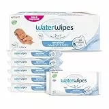WaterWipes Sensitive+ Newborn & Baby Wipes, 360 unidades (paquete de 6), 3 en 1 Limpia, Cuida, Protege, 99,9% Agua, Sin perfume
