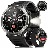 Yxtel Reloj Inteligente Hombre Militar, 1.45' Smartwatch con Llamadas Bluetooth, 960mAh, Linterna LED, Brújula, 123 Modos Deporte, Monitor Cardíaco 24h/SpO2/Sueño, IP68, 2 Correas (iOS/Android)
