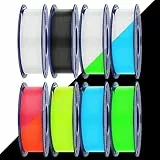 SUNLU PETG Filament Glow in the Dark, Paquete de Filamentos para Impresora 3D, Filamento alta Resistencia, 250g Bobina, 8 Rollos, (petg Negro Blanco con 6 carretes in Glowing Azul/Verde/Rojo/Amarillo)