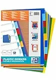 Oxford, Separadores Archivador A4, 12 Pestañas, 6 colores, 11 Taladros, Plástico de 120 micras