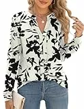 Cuptacc Camisas Mujer Manga Larga Elegante con Pliegues Y Flores Blusa Mujer Otoño Casual Camisetas Túnica Albaricoque Negro Floral, Small S 36
