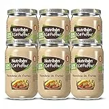 Nutribén Ecopotitos de Macedonia,100% fruta y Sin almidones - Ingredientes ecológicos- Desde los 6 meses, Pack de 6 x 190 g