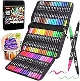 Lyuvie 60 Colores Rotuladores Lettering Rotuladores Punta Pincel Doble Punta para Adultos y Artistas,Rotuladores Punta Fina Lettering Kit para Niñas, Principiantes, Caligrafía, Dibujar