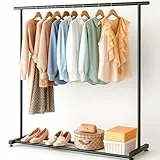 edihome, Burro Ropa, Vestidor Portátil, Perchero Colgador, 41x141x101 cm, Negro, Resistente, para Colgar Perchas, Ropa, Camisas, Pantalones, Fácil Limpieza, Montaje Sencillo
