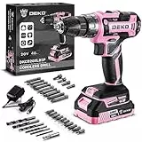 Taladro eléctrico inalámbrico: DEKOPRO Taladro de Bateria Rosa de 20 V para mujer,Taladradora con batería y cargador, kit de taladro de 20 voltios