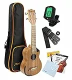 Ukelele de tipo Soprano Premium de Martin Smith con Afinador, Bolsa acolchada y Cuerdas Aquila de repuesto