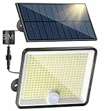 Peasur Focos Led Exterior Solares, 348LED Luz Solar Exterior con Sensor de Movimiento, 3 Modos Lampara Solar IP65 Impermeable Luces Solares Jardin con Cable de 5M