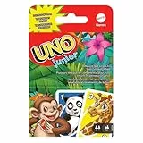Mattel Games, Juego de Cartas UNO Junior, Juego de Mesa para niños con Dibujos de Animales (Mattel GKF04)