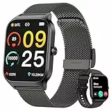 KALINCO 2025 Reloj Inteligente Mujer Hombre, Smartwatch Mujer con Llamadas/Whatsapp/Presión Arterial/Frecuencia Cardíaca/SpO2/Sueño/Estrés, Reloj Despertador Digital para iOS Android Dos Correas