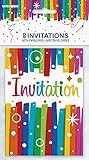 Unique- Party Supply Invitaciones para Fiesta, 8 Unidades, estampado de letras, Multicolor, Talla única (49574)