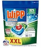 Wipp Express Power Caps Higiene y Antiolores Detergente en Cápsulas para Lavadora, 55 dosis, Limpieza Profunda, Eficaz en agua fría, versión antigua