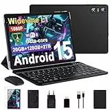 BIEGEDY Tablet 10 Pulgadas Android 15, 20GB RAM + 128GB ROM (TF 2TB), Octa-Core, Widevine L1, GMS, 5G+2.4G WiFi 6, 5 + 8 MP, 6000mAh, Bluetooth 5.0, Tablet con Teclado y Raton - Negro
