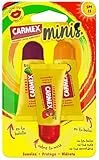 Carmex Bálsamo Labial SPF15, Triplo Minis (Cereza, Piña y Fresa) 5gx3. Hidratan, protegen, reparan, calman y suavizan los labios.