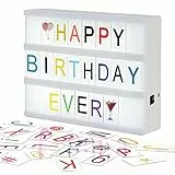 OPAHUTER Caja de luz de Cine con 192 Letras Símbolos y Emojis, Cinema de luz Caja, Cartel Luminoso de Cine A4 para Decoración del Hogar, Boda, Fiestas de Cumpleaños