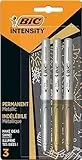 BIC Intensity - Rotuladores Permanentes Color Metal, Pack de 3 rotuladores de punta redonda, colores metálicos