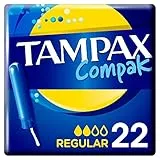 Tampax Tampones Compak Regular Con Aplicador, Pack de 22, Protección Y Comodidad Durante Tu Periodo