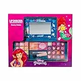 Lip Smacker Princess Ariel Beauty Palette, Set de Regalo de Maquillaje, Brillos Labiales, Cremas, Rubor y Bronceador para tus Hijos, Accesorios de Maquillaje y Espejo Incluidos