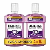 Listerine Cuidado Total (2 x 1 L), enjuague bucal formato ahorro, colutorio encías con 10 beneficios en 1, elixir bucal con 12 h de protección, para unos dientes blancos