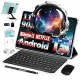 TECLAST P50Case Tablet 11 Pulgadas 90Hz Tablets Android 15, 2.0GHz Octa-Core, 12GB RAM 128GB ROM/TF 4TB, 7000mAh/Widevine L1/BT5/GPS/OTG, Tablet con Teclado+Lápiz+Funda+Auriculares, 10 Accesorios-2025
