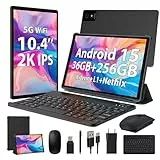 WOREGOO 10.4 Pulgadas Tablet Android 15, 5G WiFi, 36GB RAM+256GB ROM(1TB TF), 2000x1200FHD, Octa-Core, Widevine L1/8000mAh/8MP+13MP/BT5.0/GPS/GMS, con Teclado y Ratón, Negro