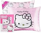 Hello Kitty Funda Almohada Saten con Cremallera para el Cabello Piel Beneficios, para Niñas, Mujeres y Adolescentes 48x66cm, Regalos para Ella
