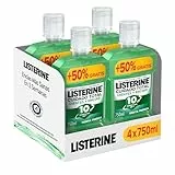 Listerine Protección Dientes y Encías, pack de 4 x 750 ml, enjuague bucal con flúor, colutorio bucal con 24 horas de protección, elixir bucal para un aliento fresco duradero