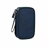 PAPOEEA Bolsa Cables de Viaje, Organizador de Cables, 3 Capas Bolsa Cables Organizador Estuche de Electrónicos Accesorios Cable Organizer Bag para Cable USB, Powerbank, Tarjetas de Memoria Azul