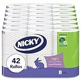 Nicky Supreme Papel Higiénico - 42 Rollos de 3 Capas, 160 Servicios por Rollo, Suavidad Irresistible, Envase abre fácil, Papel 100% certificado FSC