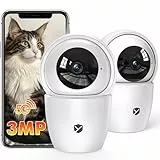 YESKANO 2K Camara Vigilancia WiFi Interior 360°PTZ, Cámara Vigilancia Domicilio WiFi con 2.4G/5G, Visión Nocturna, Seguimiento Automatico, Modo Privacidad, Sirena, Compatible con Alexa, Pack de 2